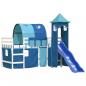 Preview: Kinderhochbett mit Turm Blau 80x200 cm Massivholz Kiefer