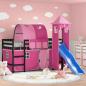 Preview: ARDEBO.de - Kinderhochbett mit Turm Rosa 90x200 cm Massivholz Kiefer