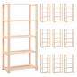 Preview: ARDEBO.de - Lagerregale 5 Böden 10 Stk. 80x38x170cm Massivholz Kiefer 250kg