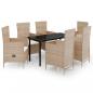Preview: 7-tlg. Garten-Essgruppe mit Kissen Beige