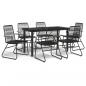 Preview: 7-tlg. Garten-Essgruppe Schwarz PVC-Rattan