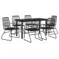 Preview: 7-tlg. Garten-Essgruppe Schwarz PVC-Rattan