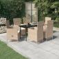 Preview: ARDEBO.de - 7-tlg. Garten-Essgruppe mit Kissen Beige