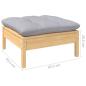 Preview: 3-tlg. Garten-Lounge-Set mit Grauen Kissen Kiefernholz