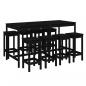 Preview: 9-tlg. Gartenbar-Set Schwarz Massivholz Kiefer