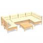 Preview: 7-tlg. Garten-Lounge-Set mit Creme Kissen Massivholz Kiefer