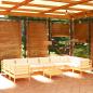 Preview: 11-tlg. Garten-Lounge-Set mit Creme Kissen Kiefernholz