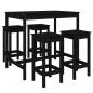 Preview: 5-tlg. Gartenbar-Set Schwarz Massivholz Kiefer