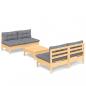 Preview: 5-tlg. Garten-Lounge-Set mit Grauen Kissen Kiefernholz