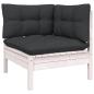Preview: 10-tlg. Garten-Lounge-Set mit Kissen Weiß Massivholz Kiefer