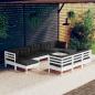 Preview: ARDEBO.de - 10-tlg. Garten-Lounge-Set mit Kissen Weiß Kiefer Massivholz
