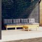 Preview: ARDEBO.de - 5-tlg. Garten-Lounge-Set mit Grauen Kissen Kiefernholz