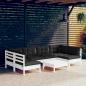 Preview: ARDEBO.de - 7-tlg. Garten-Lounge-Set mit Kissen Weiß Kiefer Massivholz