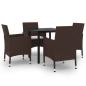 Preview: 5-tlg. Garten-Essgruppe mit Auflagen Poly Rattan und Glas