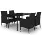Preview: 5-tlg. Garten-Essgruppe mit Auflagen Poly Rattan und Glas