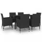 Preview: 7-tlg. Garten-Essgruppe mit Auflagen Poly Rattan und Glas
