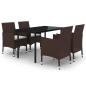Preview: 5-tlg. Garten-Essgruppe mit Auflagen Poly Rattan und Glas