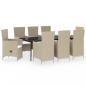 Preview: 9-tlg. Garten-Essgruppe mit Auflagen Beige