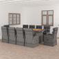 Preview: ARDEBO.de - 11-tlg. Garten-Essgruppe mit Auflagen Poly Rattan Grau