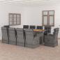 Preview: 11-tlg. Garten-Essgruppe mit Auflagen Poly Rattan Grau