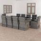 Preview: 11-tlg. Garten-Essgruppe mit Auflagen Poly Rattan Grau