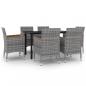 Preview: 7-tlg. Garten-Essgruppe mit Auflagen Poly Rattan und Glas