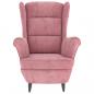 Preview: Ohrensessel mit Hocker Rosa Samt