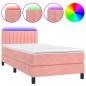 Preview: Boxspringbett mit Matratze & LED Rosa 90x200 cm Samt