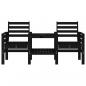 Preview: Gartenbank mit Tisch 2-Sitzer Schwarz Massivholz Kiefer