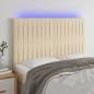 Preview: ARDEBO.de - LED Kopfteil Creme 144x5x118/128 cm Stoff