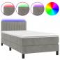 Preview: Boxspringbett mit Matratze & LED Hellgrau 90x200 cm Samt