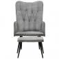 Preview: Ohrensessel mit Hocker Grau Vintage Canvas