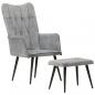 Preview: Ohrensessel mit Hocker Grau Vintage Canvas