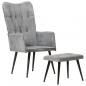 Preview: Ohrensessel mit Hocker Grau Vintage Canvas