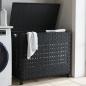 Preview: ARDEBO.de - Wäschekorb mit Rollen Schwarz 66x35x60 cm Rattan