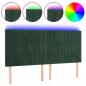 Preview: LED Kopfteil Dunkelgrün 180x5x118/128 cm Samt