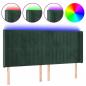 Preview: LED Kopfteil Dunkelgrün 163x16x118/128 cm Samt