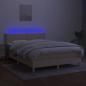 Preview: Boxspringbett mit Matratze & LED Creme 140x200 cm Stoff