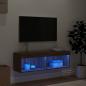 Preview: TV-Schrank mit LED-Leuchten Braun Eichen-Optik 100x30x30 cm