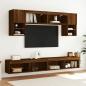 Preview: TV-Schrank mit LED-Leuchten Braun Eichen-Optik 100x30x30 cm