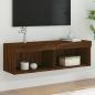 Preview: TV-Schrank mit LED-Leuchten Braun Eichen-Optik 100x30x30 cm