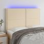 Preview: ARDEBO.de - LED Kopfteil Creme 144x5x118/128 cm Stoff