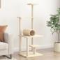 Preview: ARDEBO.de - Kratzbaum mit Sisal-Kratzsäulen Creme 136 cm