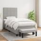 Preview: ARDEBO.de - Boxspringbett mit Matratze Hellgrau 100x200 cm Stoff
