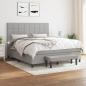 Preview: ARDEBO.de - Boxspringbett mit Matratze Hellgrau 160x200 cm Stoff