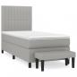 Preview: Boxspringbett mit Matratze Hellgrau 90x190 cm Stoff
