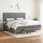 Preview: ARDEBO.de - Boxspringbett mit Matratze Dunkelgrau 200x200 cm Stoff