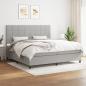 Preview: ARDEBO.de - Boxspringbett mit Matratze Hellgrau 200x200 cm Stoff