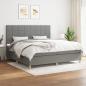 Preview: ARDEBO.de - Boxspringbett mit Matratze Dunkelgrau 200x200 cm Stoff