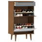 Preview: Schuhschrank MOLDE Braun 59,5x35x103 cm Massivholz Kiefer